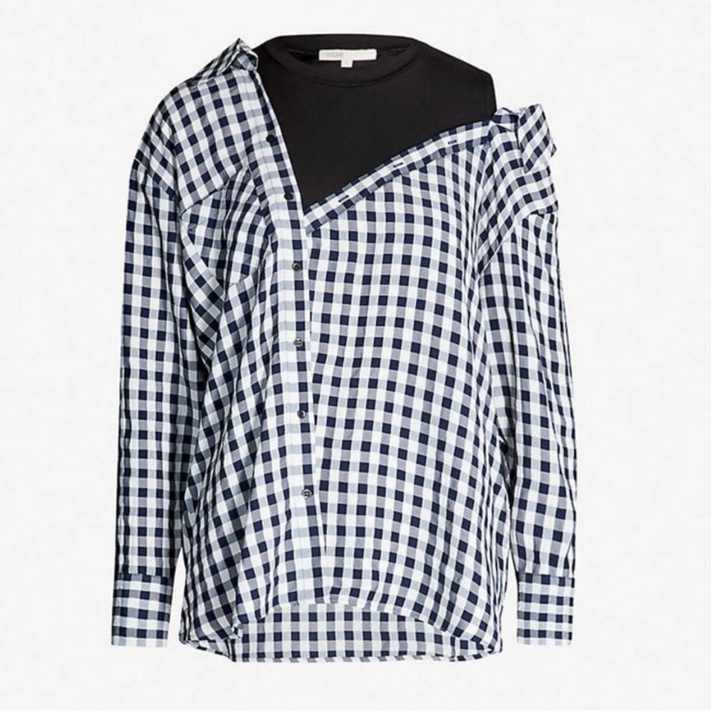 Maje Livie Trompe Loeil Shirt In Vichy Size 3 Large 40